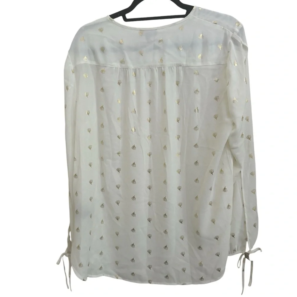 NWT! The Limited Sheer White w/ Gold Blouse w/ open panel sleeves in size Large - Picture 2 of 8